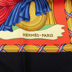 エルメス カレ90 1789 LIBERTE EGALITE FRATERNITE REPUBLIQUE FRANCAISE 1789年フランス革命を記念して スカーフ ブラック レッド シルク レディース HERMES 【中古】