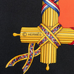 エルメス カレ90 1789 LIBERTE EGALITE FRATERNITE REPUBLIQUE FRANCAISE 1789年フランス革命を記念して スカーフ ブラック レッド シルク レディース HERMES 【中古】