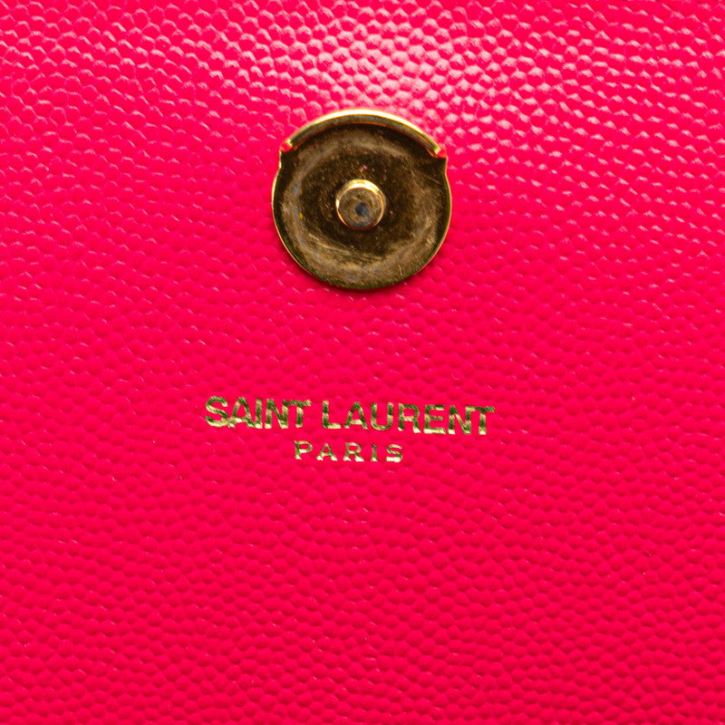 サンローラン YSLロゴ チェーン ショルダーバッグ 354121 ピンク ゴールド レザー レディース SAINT LAURENT 【中古】