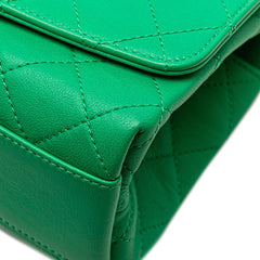 シャネル マトラッセ ココマーク トップハンドル ショルダーバッグ トートバッグ 2WAY グリーン ゴールド ラムスキン レディース CHANEL 【中古】