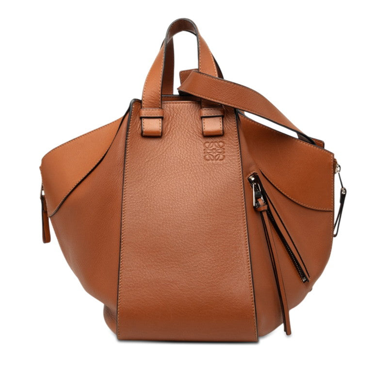 ロエベ アナグラム ハンモック スモール ハンドバッグ ショルダーバッグ 2WAY ブラウン レザー レディース LOEWE 【中古】