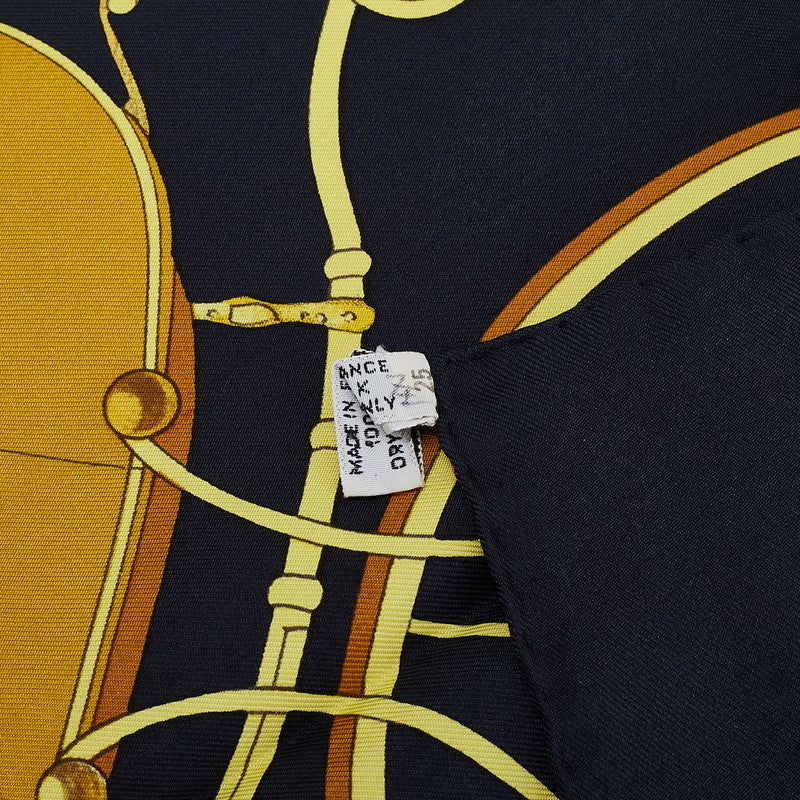 エルメス カレ90 SPRINGS スプリングス 馬車柄 スカーフ ブラック マルチカラー シルク レディース HERMES 【中古】