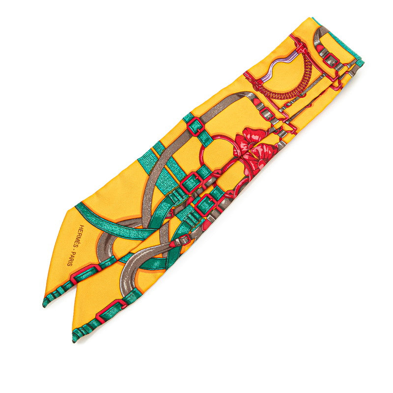 エルメス ツイリー ベルト リボン モチーフ スカーフ オレンジ レッド マルチカラー シルク レディース HERMES 【中古】