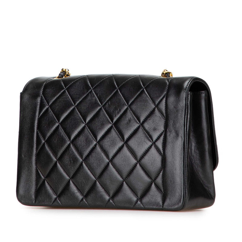 シャネル マトラッセ ダイアナ25 チェーン ショルダーバッグ ブラック ゴールド金具 ラムスキン レディース CHANEL 【中古】