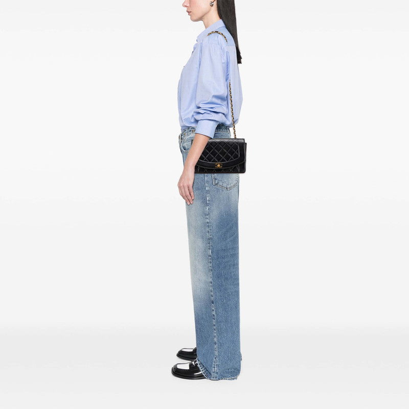シャネル マトラッセ ダイアナ25 チェーン ショルダーバッグ ブラック ゴールド金具 ラムスキン レディース CHANEL 【中古】