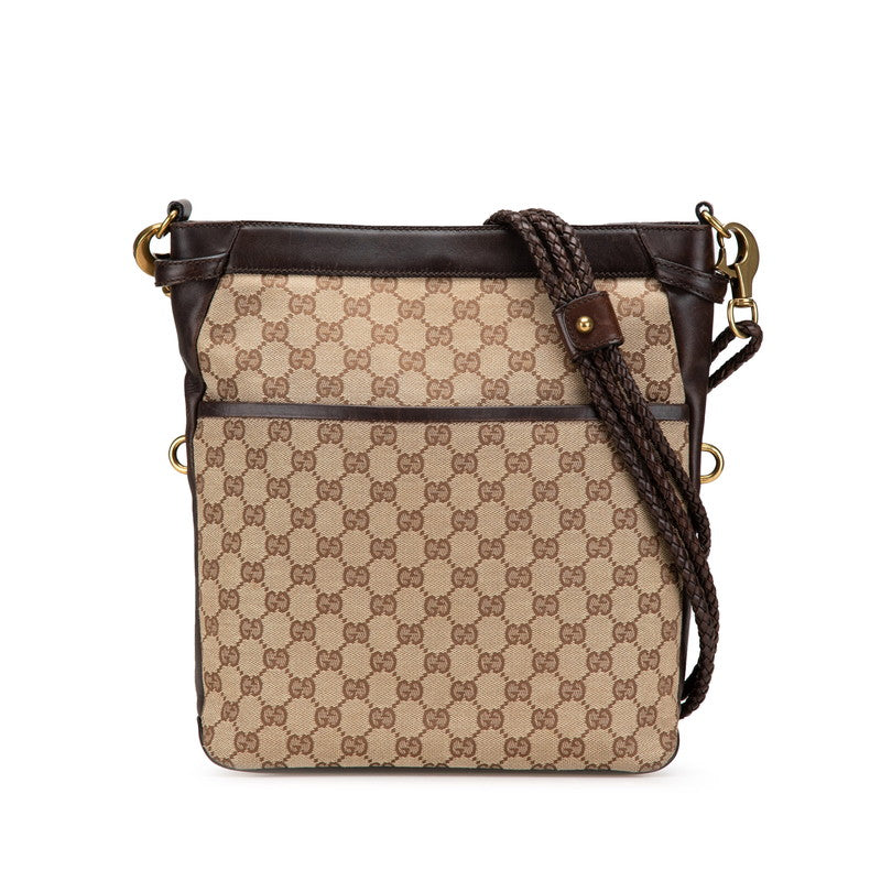 グッチ GGキャンバス 斜め掛け ショルダーバッグ 109097 ベージュ ブラウン キャンバス レザー レディース GUCCI 【中古】