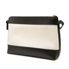 バレンシアガ ロゴ ショルダーバッグ 2948516 ベージュ ブラック キャンバス レザー レディース BALENCIAGA 【中古】