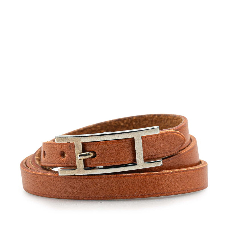 エルメス アピ3 ブレスレット ブラウン レザー レディース HERMES 【中古】