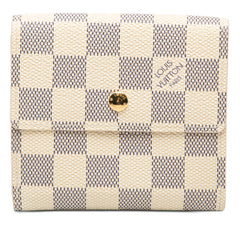 ルイ ヴィトン ダミエ アズール ポルトフォイユ エリーズ 二つ折り財布 N61733 ホワイト PVC レザー レディース LOUIS VUITTON 中古
