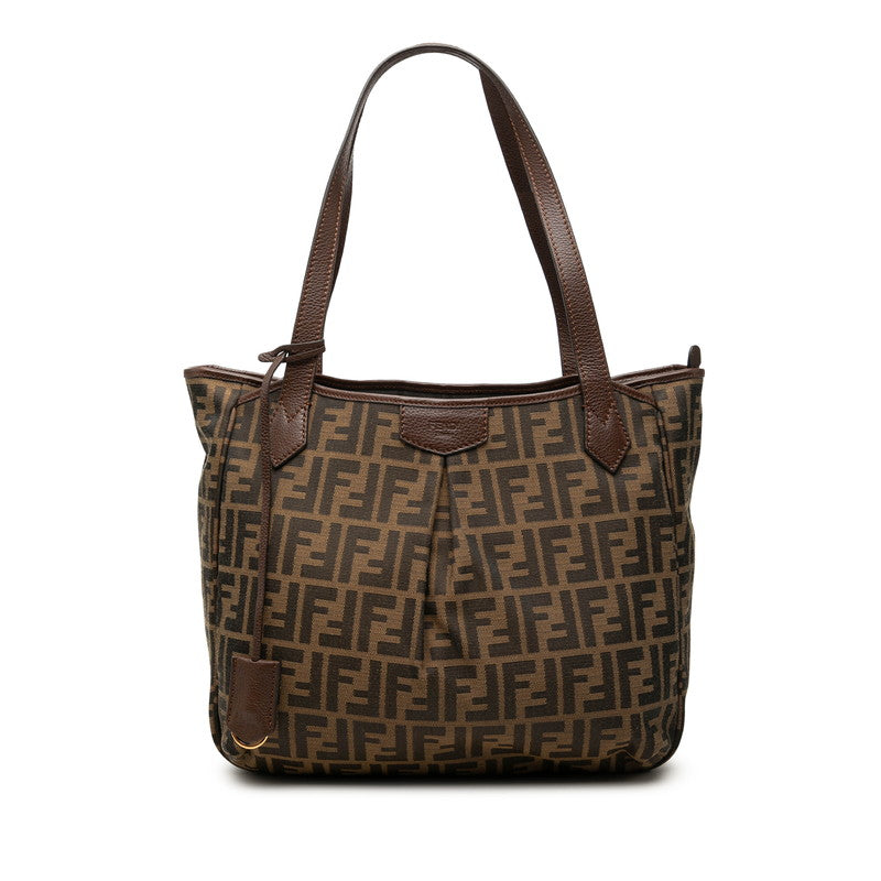 フェンディ ズッカ トートバッグ ショルダーバッグ 8BH269 ブラウン キャンバス レザー レディース FENDI 【中古】