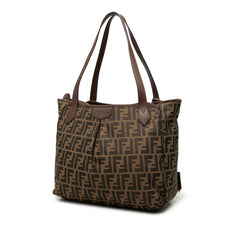 フェンディ ズッカ トートバッグ ショルダーバッグ 8BH269 ブラウン キャンバス レザー レディース FENDI 【中古】