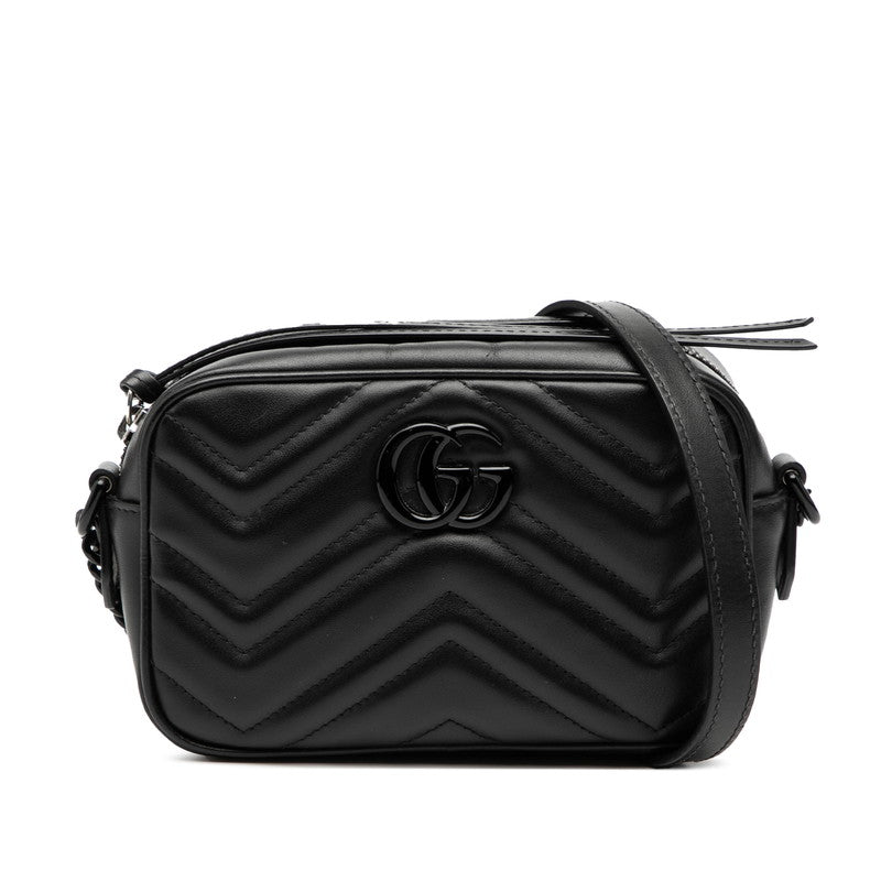グッチ GGマーモント ミニ カメラバッグ ショルダーバッグ 634936 ブラック レザー レディース GUCCI 【中古】