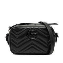 グッチ GGマーモント ミニ カメラバッグ ショルダーバッグ 634936 ブラック レザー レディース GUCCI 【中古】