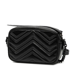 グッチ GGマーモント ミニ カメラバッグ ショルダーバッグ 634936 ブラック レザー レディース GUCCI 【中古】