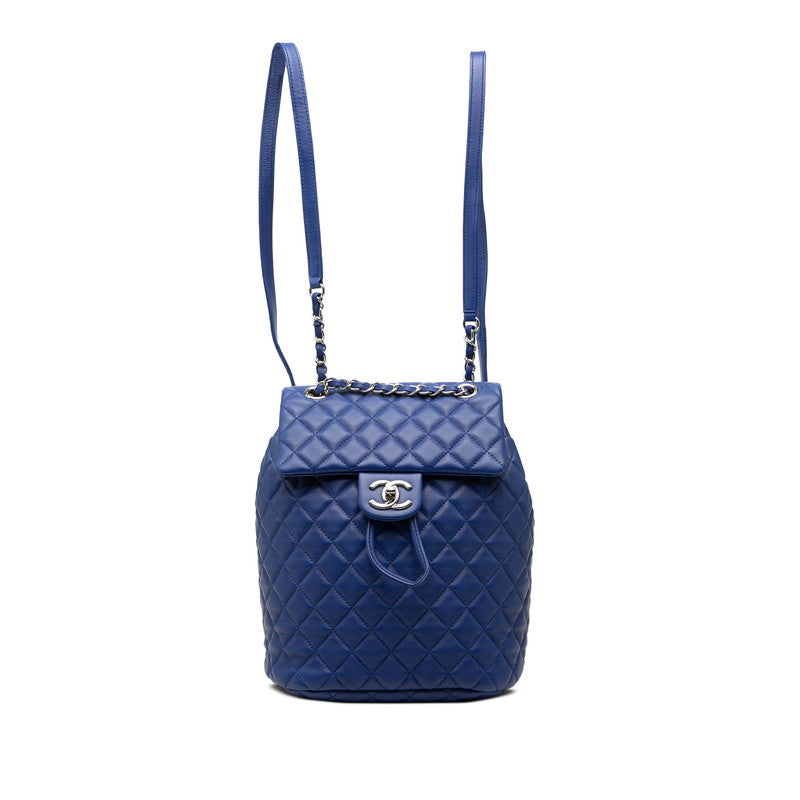 シャネル マトラッセ ココマーク リュック バックパック ブルー ラムスキン レディース CHANEL 【中古】