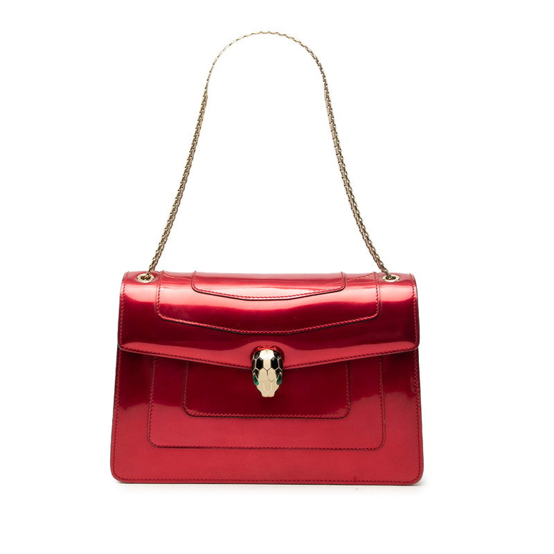 ブルガリ セルペンティ フォーエバー 斜め掛け ショルダーバッグ レッド エナメル レディース BVLGARI 中古