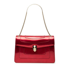 ブルガリ セルペンティ フォーエバー 斜め掛け ショルダーバッグ レッド エナメル レディース BVLGARI 中古