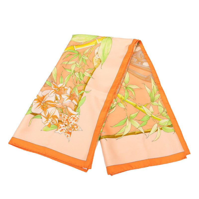 エルメス カレ90 SERENITE セレニテ 竹 スカーフ オレンジ グリーン マルチカラー シルク レディース HERMES 【中古】