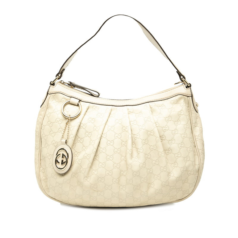 グッチ グッチシマ ワンショルダーバッグ 232955 ベージュ アイボリー レザー レディース GUCCI 【中古】