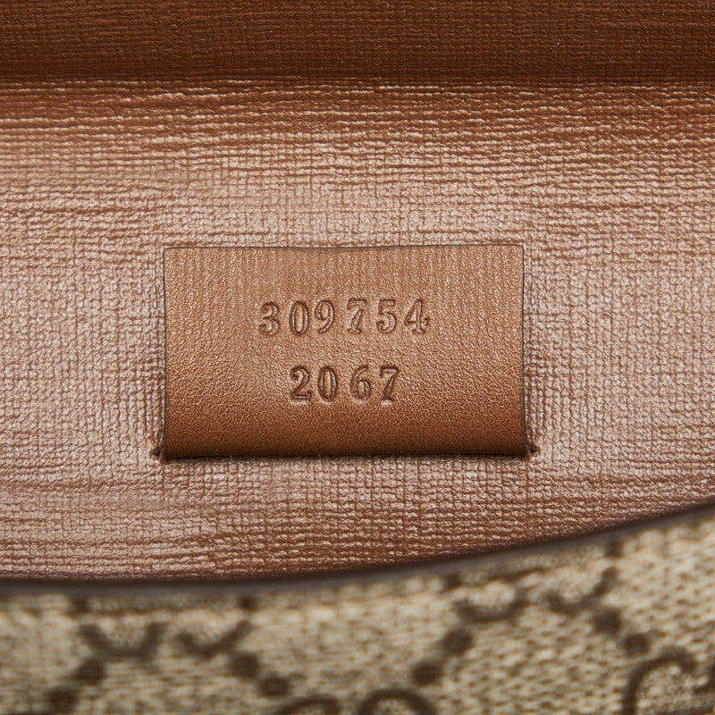 グッチ GGスプリーム 二つ折り財布 309754 ベージュ ブラウン PVC レザー レディース GUCCI 【中古】
