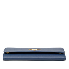 プラダ チェーン ショルダー ウォレット 1BP290 ブルー サフィアーノレザー レディース PRADA 【中古】