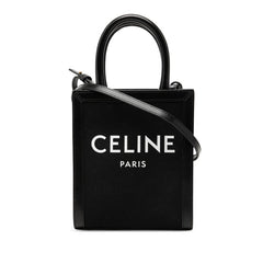セリーヌ バーティカルカバ ミニ ハンドバッグ ショルダーバッグ 2WAY ブラック キャンバス レザー レディース CELINE 【中古】