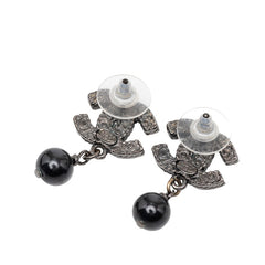 シャネル ココマーク スタッドピアス 08A シルバー ブラック メタル レディース CHANEL 【中古】