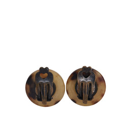 エルメス ラッパ トランペット リボン モチーフ イヤリング ベージュ ブラウン バッファローホーン メッキ レディース HERMES 【中古】