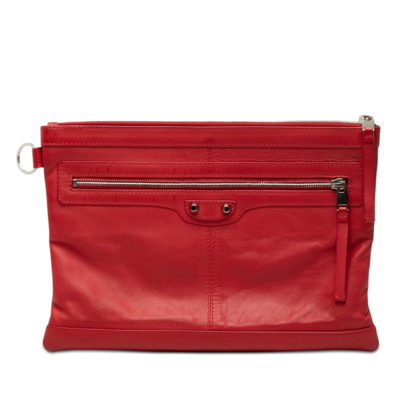 バレンシアガ クラシック クリップM クラッチバッグ セカンドバッグ 273022 レッド レザー レディース BALENCIAGA 【中古】