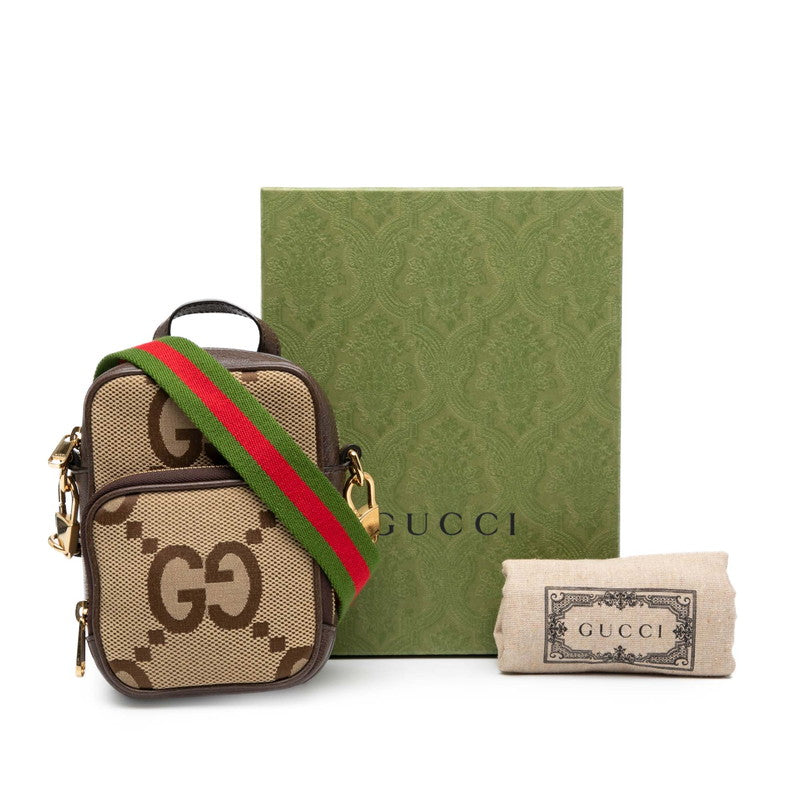グッチ ジャンボGG ハンドバッグ ショルダーバッグ 2WAY 696072 ベージュ ブラウン キャンバス レザー レディース GUCCI 【中古】