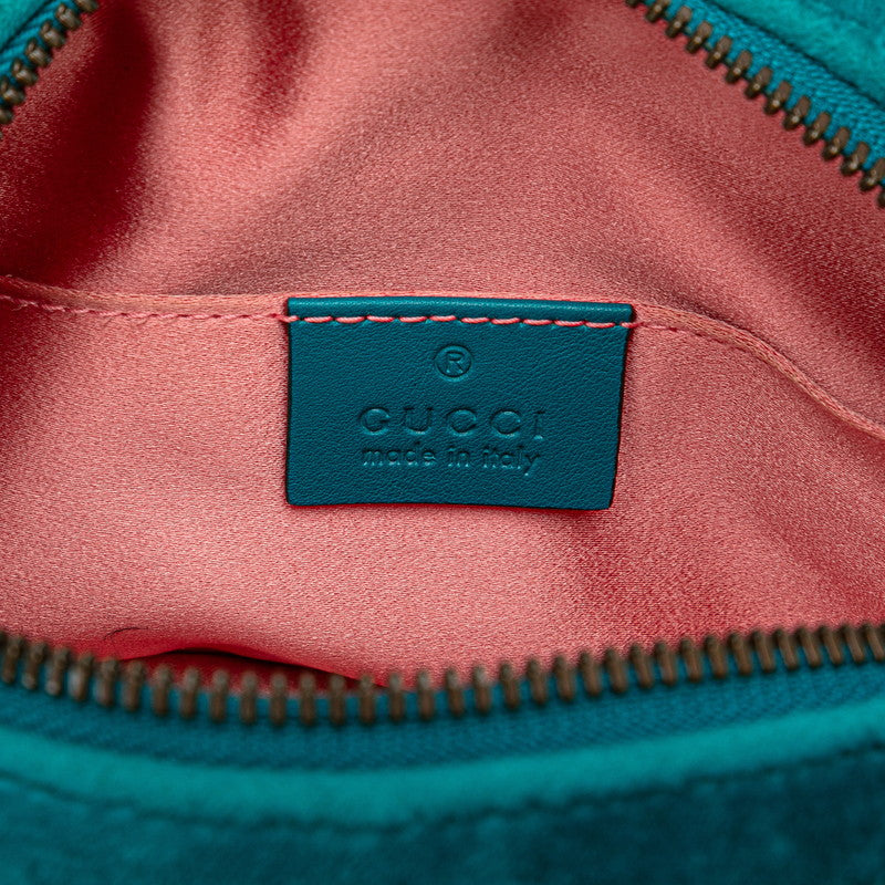 グッチ GGマーモント キルティング ボディバッグ ウエストバッグ 476434 グリーン ブルー ベロア レザー レディース GUCCI 【中古】