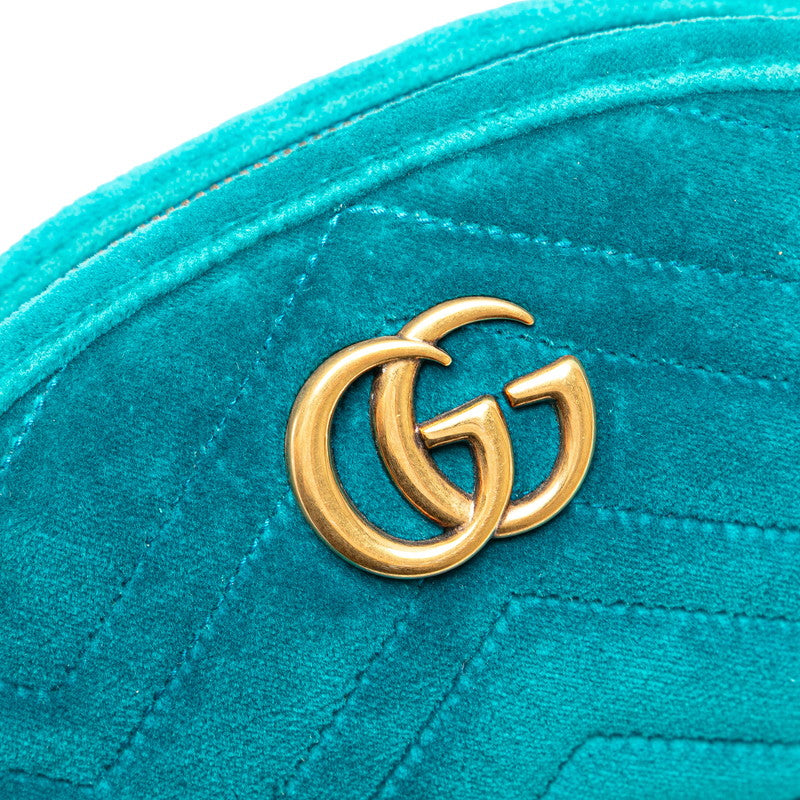 グッチ GGマーモント キルティング ボディバッグ ウエストバッグ 476434 グリーン ブルー ベロア レザー レディース GUCCI 【中古】