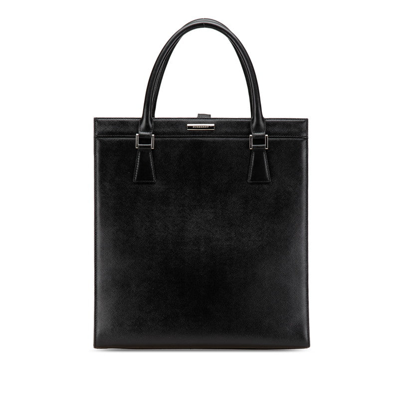 バーバリー ノバチェック ハンドバッグ トートバッグ ブラック レザー レディース BURBERRY 【中古】