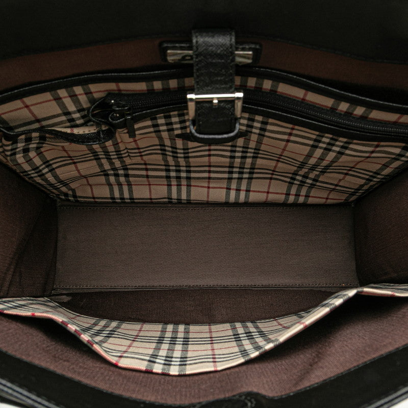 バーバリー ノバチェック ハンドバッグ トートバッグ ブラック レザー レディース BURBERRY 【中古】