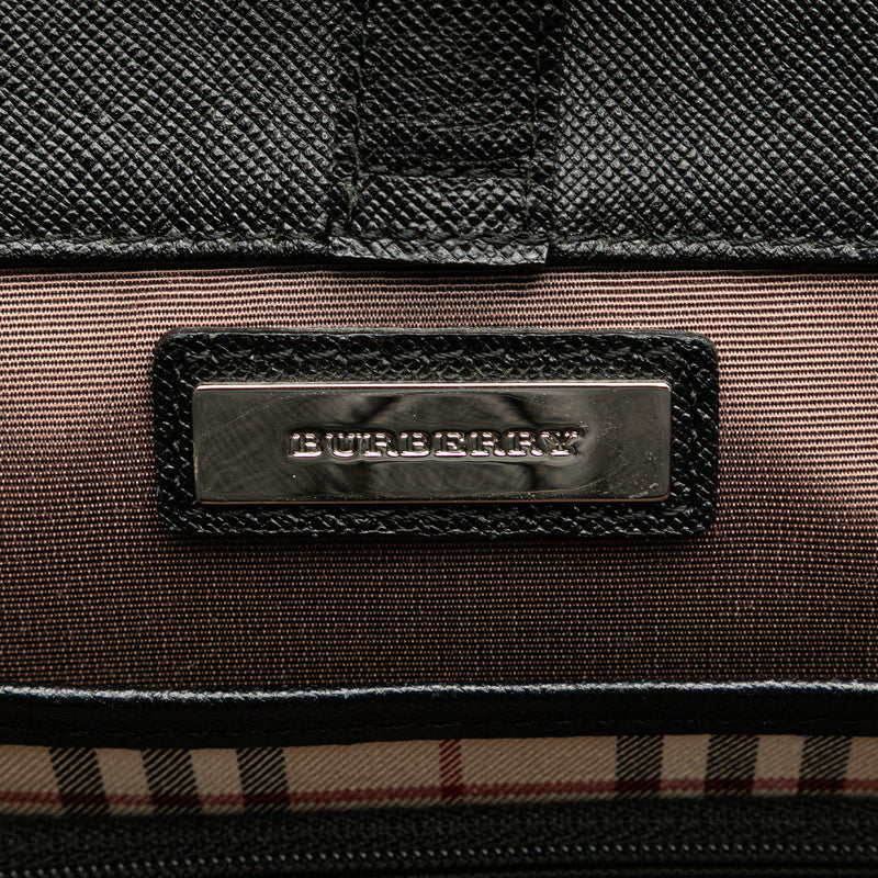 バーバリー ノバチェック ハンドバッグ トートバッグ ブラック レザー レディース BURBERRY 【中古】