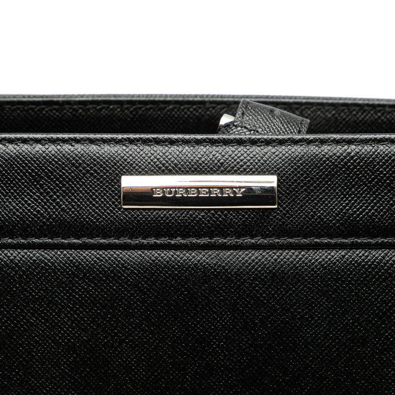 バーバリー ノバチェック ハンドバッグ トートバッグ ブラック レザー レディース BURBERRY 【中古】