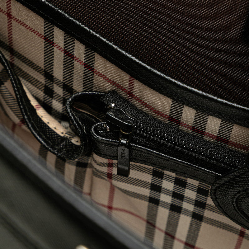 バーバリー ノバチェック ハンドバッグ トートバッグ ブラック レザー レディース BURBERRY 【中古】