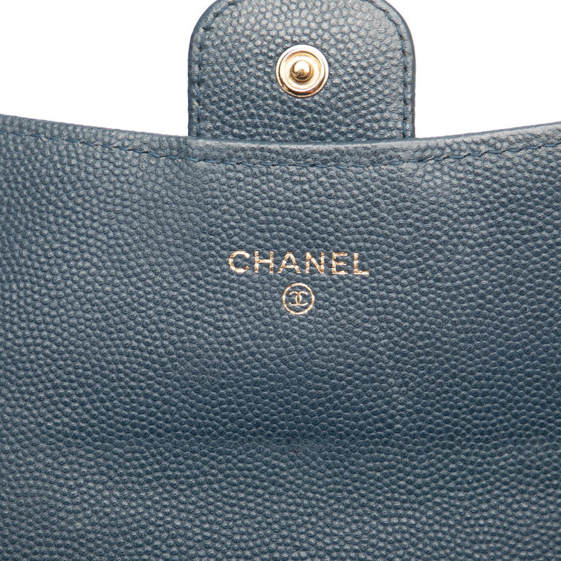 シャネル マトラッセ ココマーク 長財布 ブルー キャビアスキン レディース CHANEL 【中古】