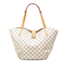 ルイ ヴィトン ダミエ アズール サリナPM トートバッグ ショルダーバッグ N41208 ホワイト PVC レザー レディース LOUIS VUITTON 【中古】