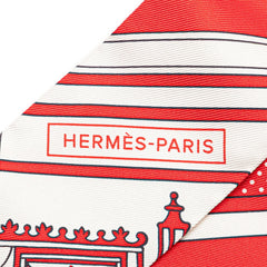 エルメス ツイリー WASHINGTON'S CARRIAGE ジョージワシントンの馬車 スカーフ レッド ホワイト シルク レディース HERMES 【中古】