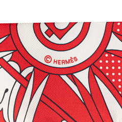 エルメス ツイリー WASHINGTON'S CARRIAGE ジョージワシントンの馬車 スカーフ レッド ホワイト シルク レディース HERMES 【中古】
