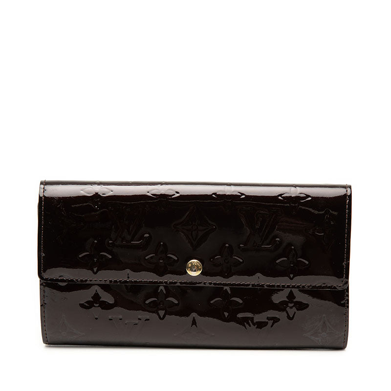 ルイ ヴィトン モノグラム ヴェルニ ポルトフォイユ サラ 長財布 M93524 アマラント パテントレザー レディース LOUIS VUITTON 【中古】