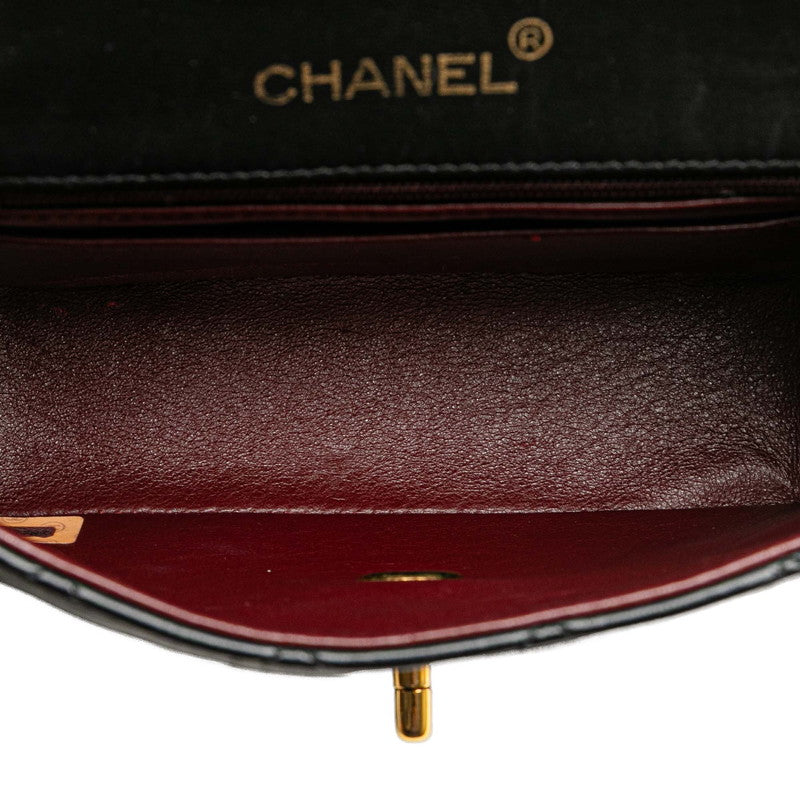 シャネル ミニマトラッセ ココマーク チェーン ショルダーバッグ ブラック ラムスキン レディース CHANEL 【中古】