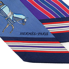 エルメス ツイリー Couvertures Nouvelles 馬着 スカーフ ブルー マルチカラー シルク レディース HERMES 【中古】
