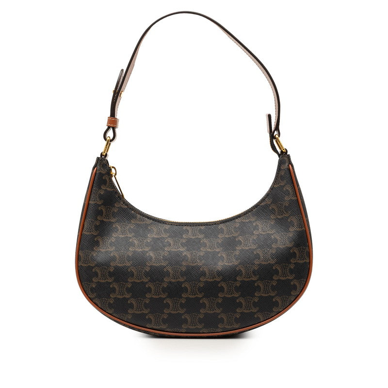 セリーヌ トリオンフ アヴァ ハンドバッグ ワンショルダーバッグ ブラック ブラウン PVC レザー レディース CELINE 【中古】
