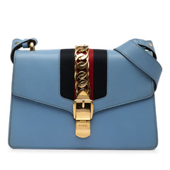 グッチ シルヴィ ショルダーバッグ 421882 ライトブルー レザー レディース GUCCI 【中古】