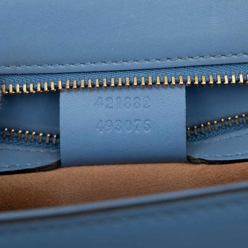 グッチ シルヴィ ショルダーバッグ 421882 ライトブルー レザー レディース GUCCI 【中古】