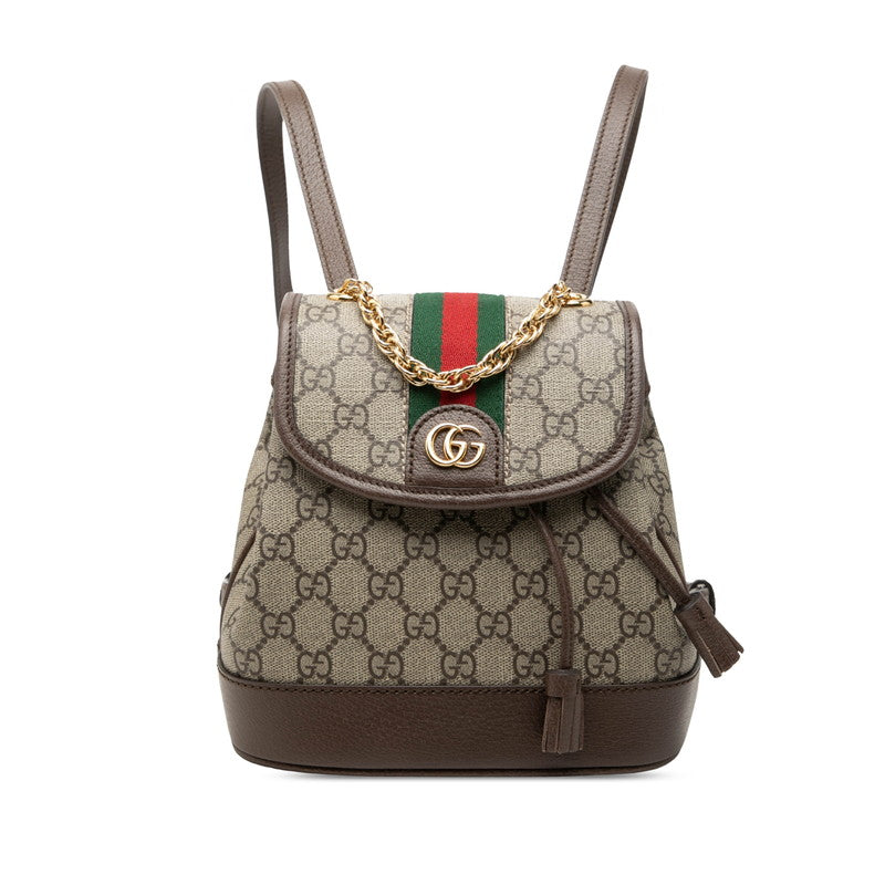 グッチ オフィディア GGスプリーム ミニ リュック バックパック 795221 ベージュ ブラウン PVC レザー レディース GUCCI 中古
