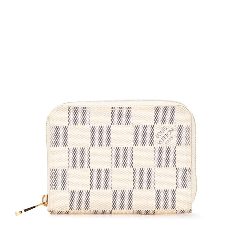ルイ ヴィトン ダミエ アズール ジッピー コインパース コインケース N63069 ホワイト PVC レザー レディース LOUIS VUITTON 【中古】