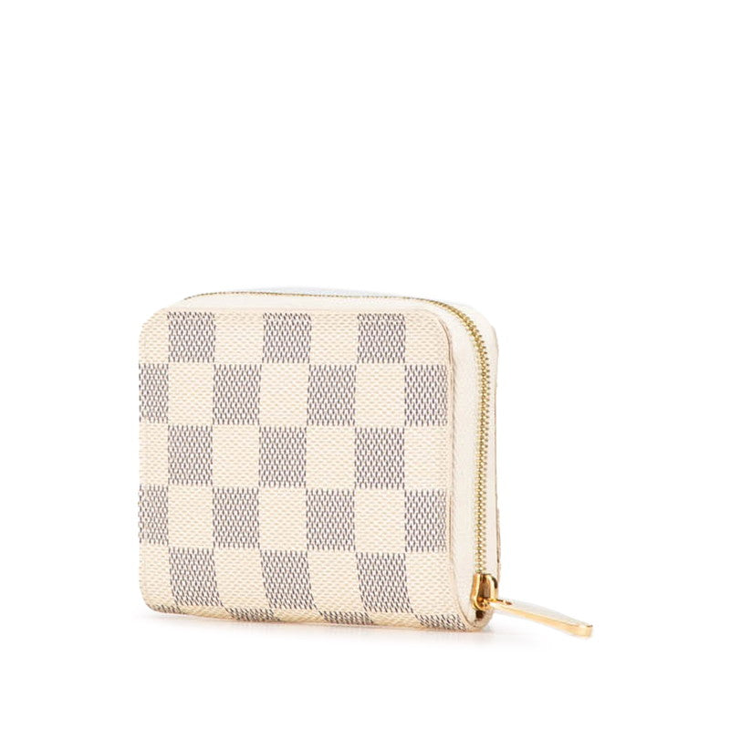 ルイ ヴィトン ダミエ アズール ジッピー コインパース コインケース N63069 ホワイト PVC レザー レディース LOUIS VUITTON 【中古】